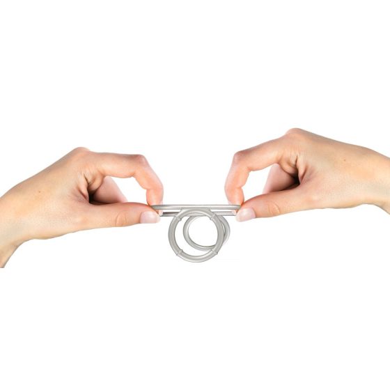 You2Toys - Metal Effect Triple Silicone Cock and Ball Ring (Silver)