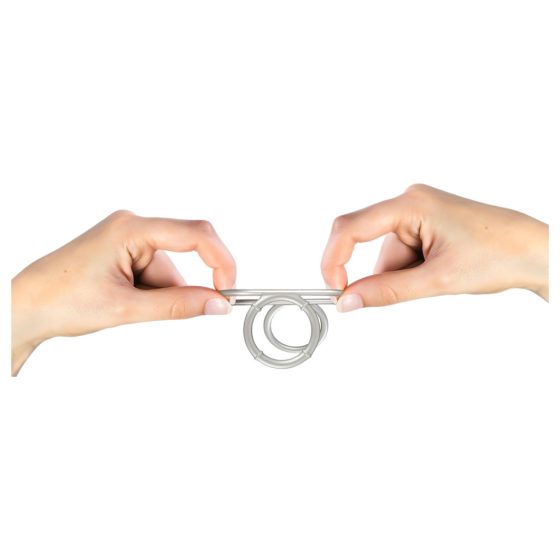 You2Toys - Metal Effect Triple Silicone Cock and Ball Ring (Silver)