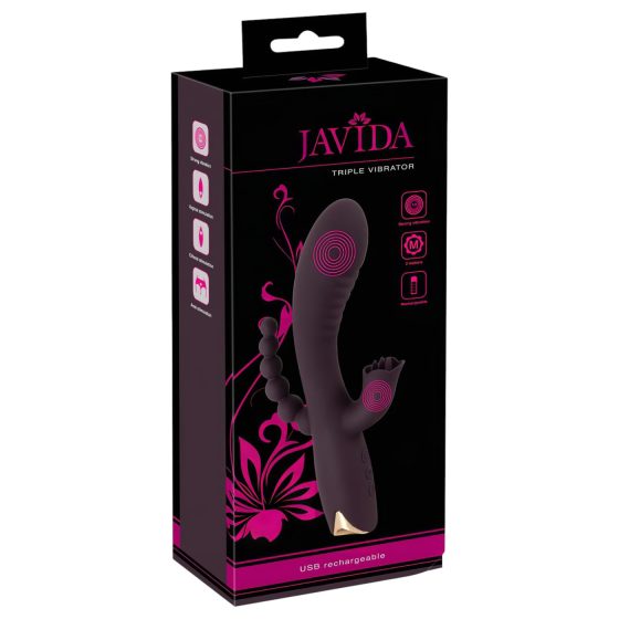 / Javida - 3-in-1 Beaded Tongue Vibrator (Purple)