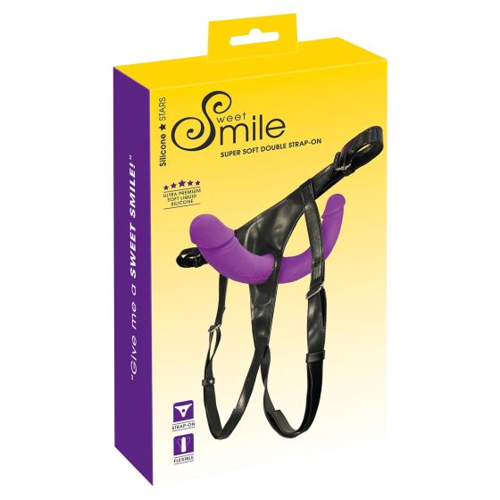 SMILE - Attachable Double Dildo Harness (Purple-Black)