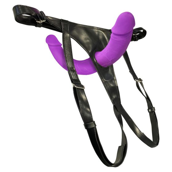 SMILE - Strap-On Double Dildo with Panties (Purple-Black)