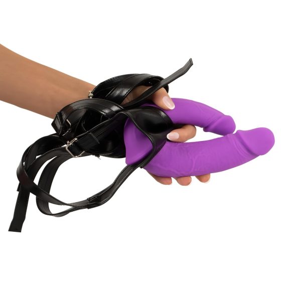 SMILE - Attachable Double Dildo Harness (Purple-Black)