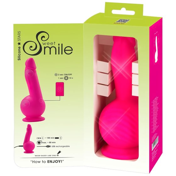 SMILE Powerful - rechargeable, 2-motor suction cup vibrator (pink)