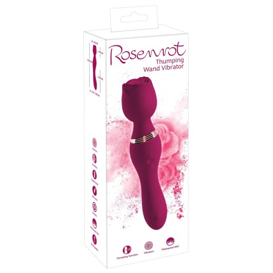 Rose Red - Rechargeable Rose Stick Vibrator (Red)