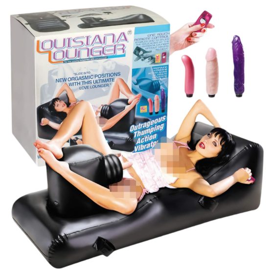 Louisiana Lounger - sex bed with built-in vibrator (black)