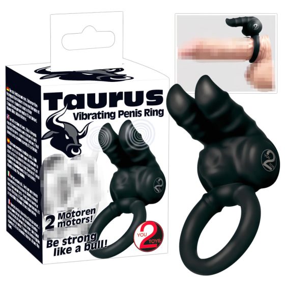 You2Toys - Taurus - Double Motor Vibrating Cock Ring (Black)