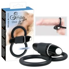 / SMILE Skill - Vibrating Cock and Ball Ring (Black)