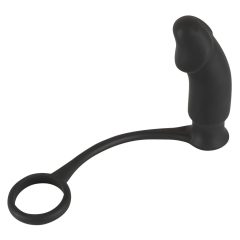 / Black Velvet Anal Vibrator with Cock Ring (Black)