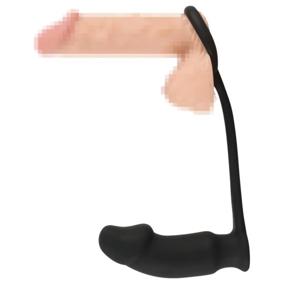 / Black Velvet Anal Vibrator with Cock Ring (Black)