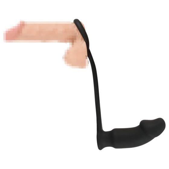 / Black Velvet Anal Vibrator with Cock Ring (Black)