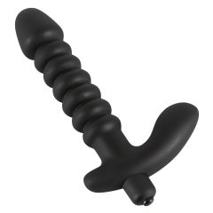 Black Velvet Ribbed Vibrator - Medium (Black)