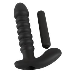 Black Velvet Ribbed Vibrator - Medium (Black)