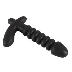 Black Velvet Ribbed Vibrator - Medium (Black)