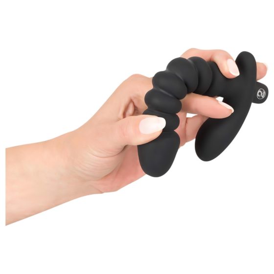 Black Velvet Ribbed Vibrator - Medium (Black)