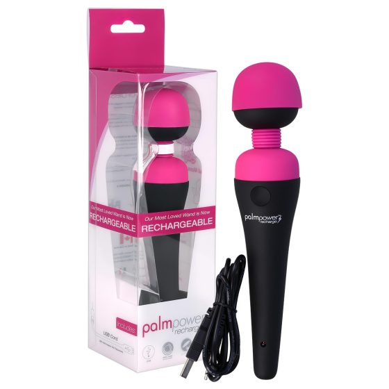 PalmPower Wand - Rechargeable Massage Vibrator (Pink-Black)