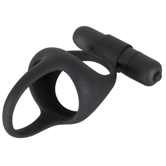 Black Velvet - Vibrating Cock and Ball Ring (Black)