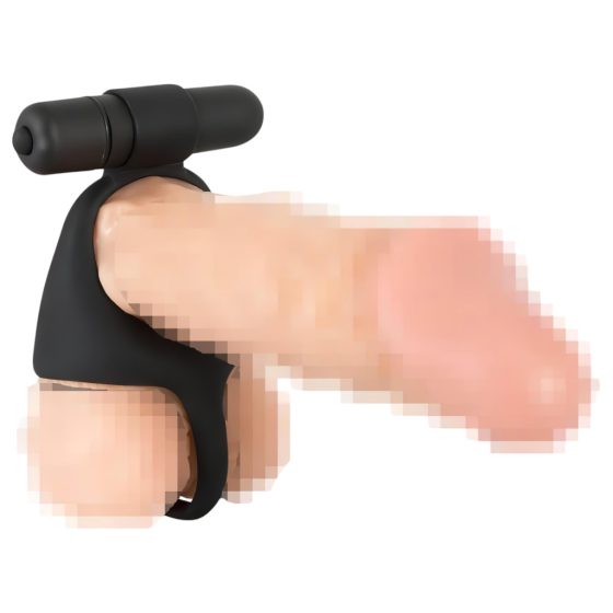 Black Velvet - Vibrating Cock and Ball Ring (Black)