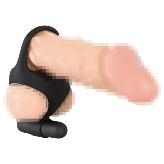 Black Velvet - Vibrating Cock and Ball Ring (Black)