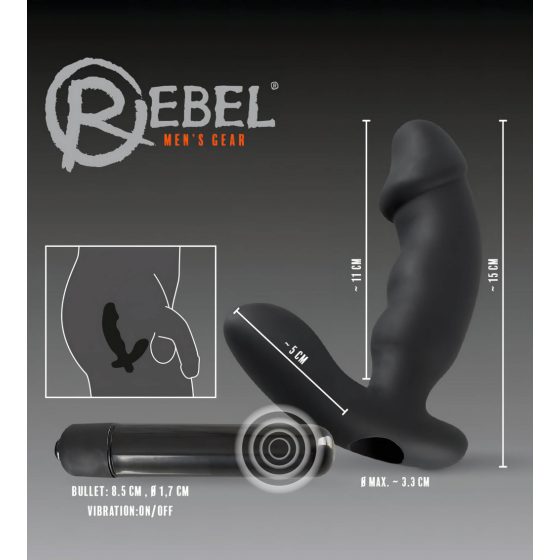 Rebel - Prostate Vibrator with Penis (Black)