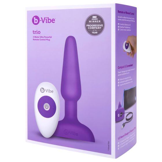 b-Vibe Trio - 3-Motor Anal Vibrator (Purple)