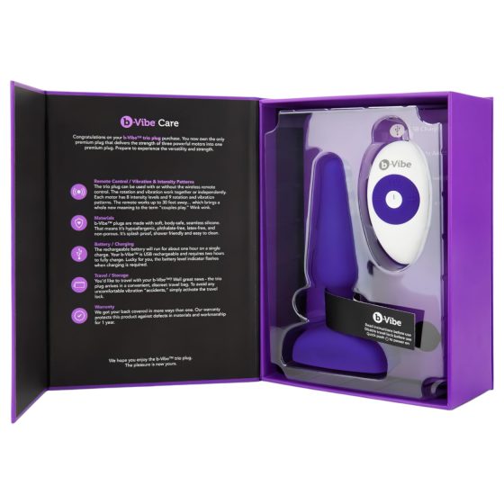 b-Vibe Trio - 3-Motor Anal Vibrator (Purple)