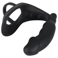   Black Velvet - Anal Vibrator with Penis and Testicle Ring (Black)