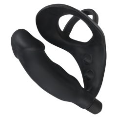   Black Velvet - Anal Vibrator with Penis and Testicle Ring (Black)