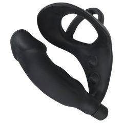   Black Velvet - Anal Vibrator with Penis and Testicle Ring (Black)