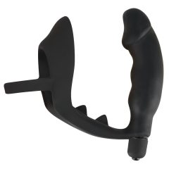   Black Velvet - Vibrating Anal Toy with Penis & Scrotum Rings (Black)