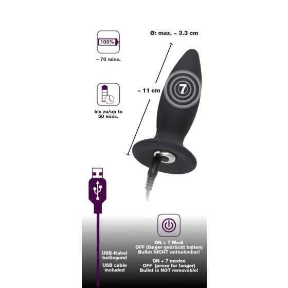 Small Black Velvet S - Battery Powered Beginner Anal Vibrator