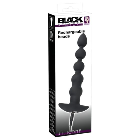 Black Velvet - Rechargeable 5-Bead Anal Vibrator (Black)