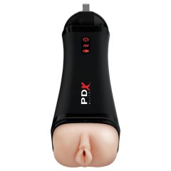   PDX Super Stroker - Rechargeable, Vibrating, Moaning Masturbator (Natural-Black)