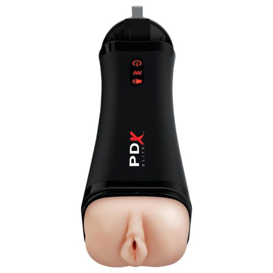 PDX Super Stroker - Rechargeable, Vibrating, Moaning Masturbator (Natural-Black)