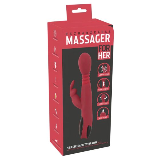 You2Toys Massager - Thrusting, Rotating, Warming G-spot Vibrator (Red)