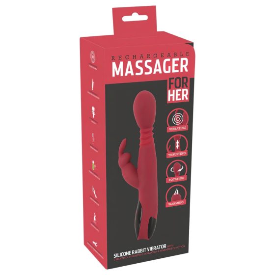 You2Toys Massager - Thrusting, Rotating, Warming G-spot Vibrator (Red)