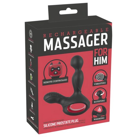 You2Toys Massager - Rechargeable Rotating, Warming Prostate Vibrator (Black)