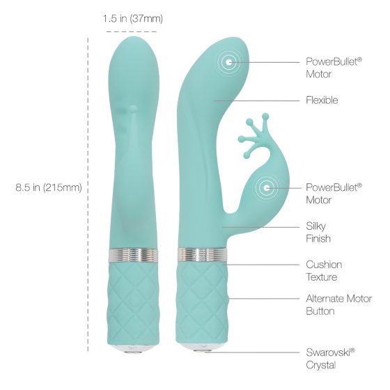 Pillow Talk Kinky - Rechargeable, Dual Motor G-Spot Vibrator (Turquoise)