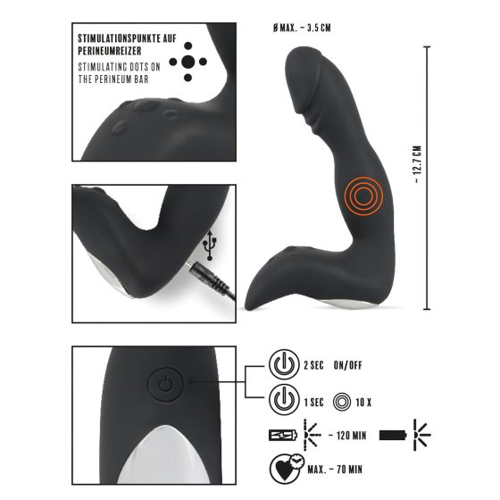 Rebel - Battery-Powered Penis Prostate Vibrator (Black)