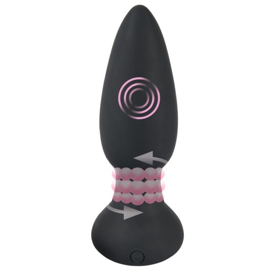 Black Velvet - Rechargeable, Wireless, Rotating Beaded Anal Vibrator (Black)