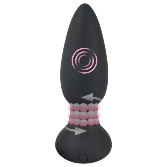 Black Velvet - Rechargeable, Wireless, Rotating Beaded Anal Vibrator (Black)