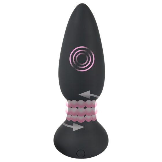 Black Velvet - Rotating Beaded Anal Vibrator (Black)