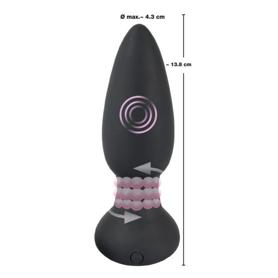 Black Velvet - Rechargeable, Wireless, Rotating Beaded Anal Vibrator (Black)