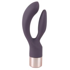   Elegant Double Battery-Powered Vibrator with Clitoral Arm (Dark Purple)