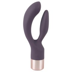   Elegant Double Battery-Powered Vibrator with Clitoral Arm (Dark Purple)