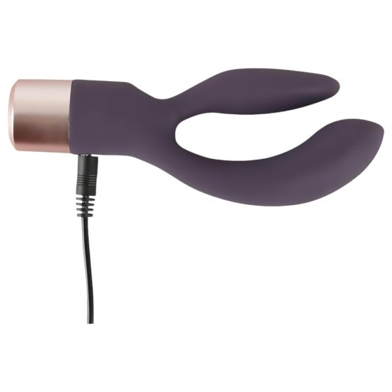 Elegant Double Battery-Powered Vibrator with Clitoral Arm (Dark Purple)