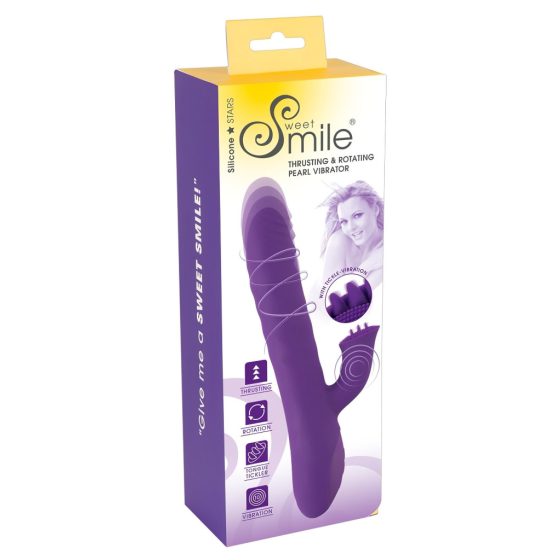 Smile Pearl - Rechargeable, Beaded, Clitoral Arm Thrusting Vibrator (Purple)