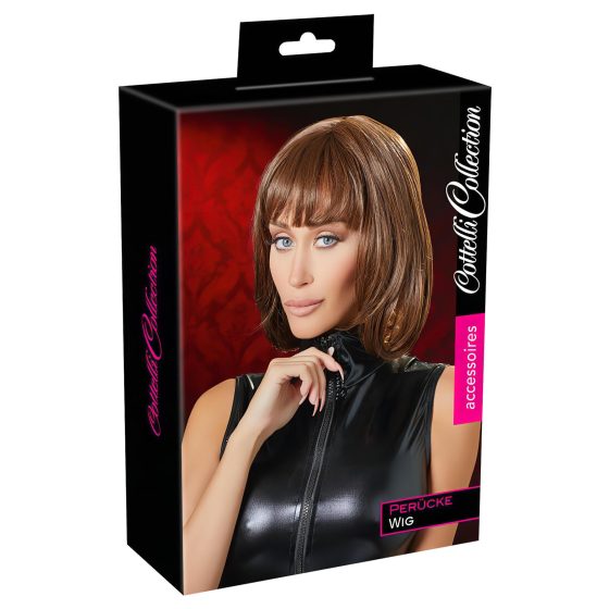 Cottelli - Mid-Length Brown Bob Wig with Bangs