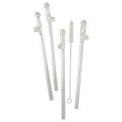 Straw Willy - Penis Shaped Drinking Straws - Clear (4pcs)