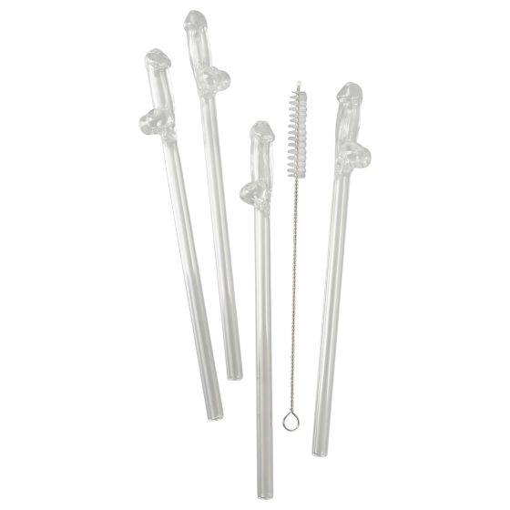 Straw Willy - penis-shaped drinking straws - translucent (4 pcs)