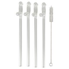 Straw Willy - Penis Shaped Drinking Straws - Clear (4pcs)